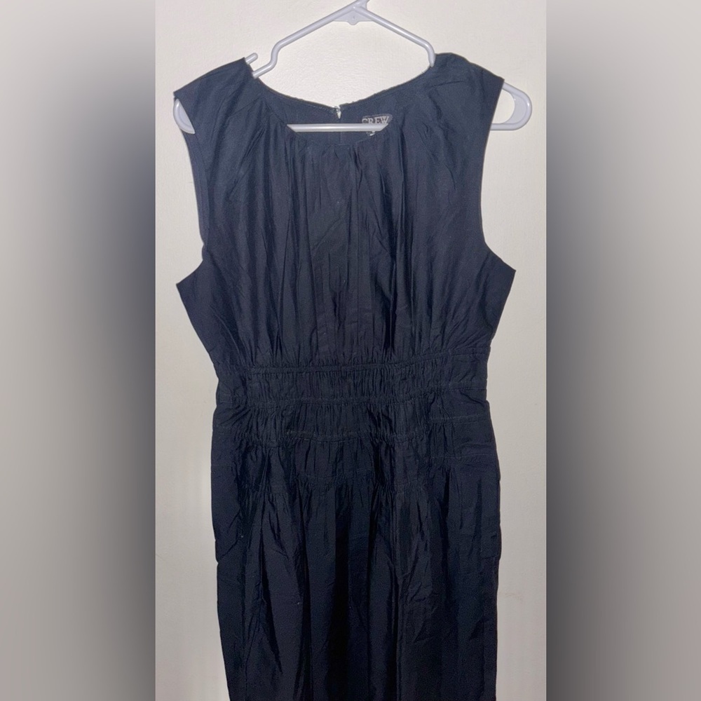 NWT J.Crew Hyacinth midi dress in cotton poplin Black Medium Smocked Preppy - Picture 6 of 13